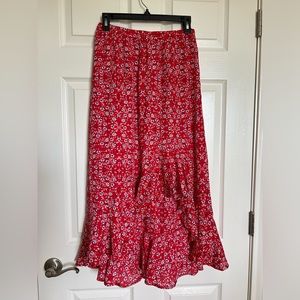 DONATING LAST CHANCE Red Midi Skirt